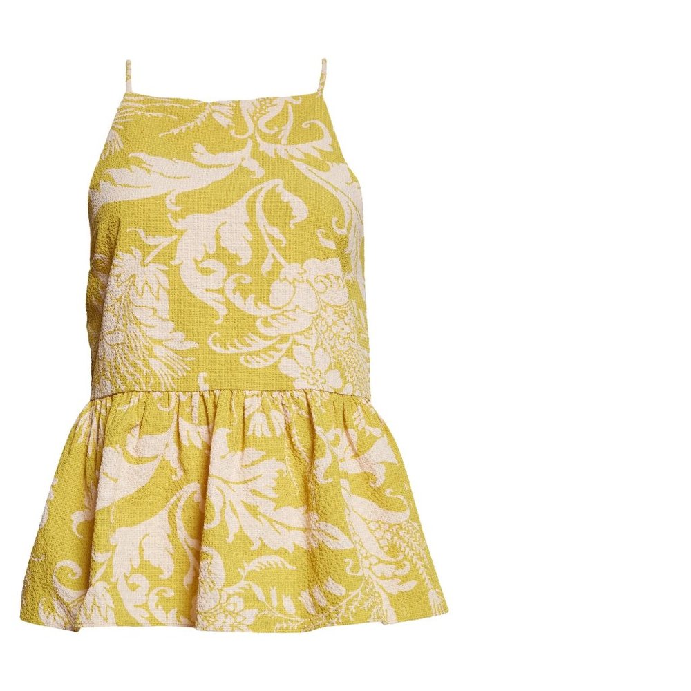 Ted Baker Mahbel Foliage Print Peplum Top, Size 2